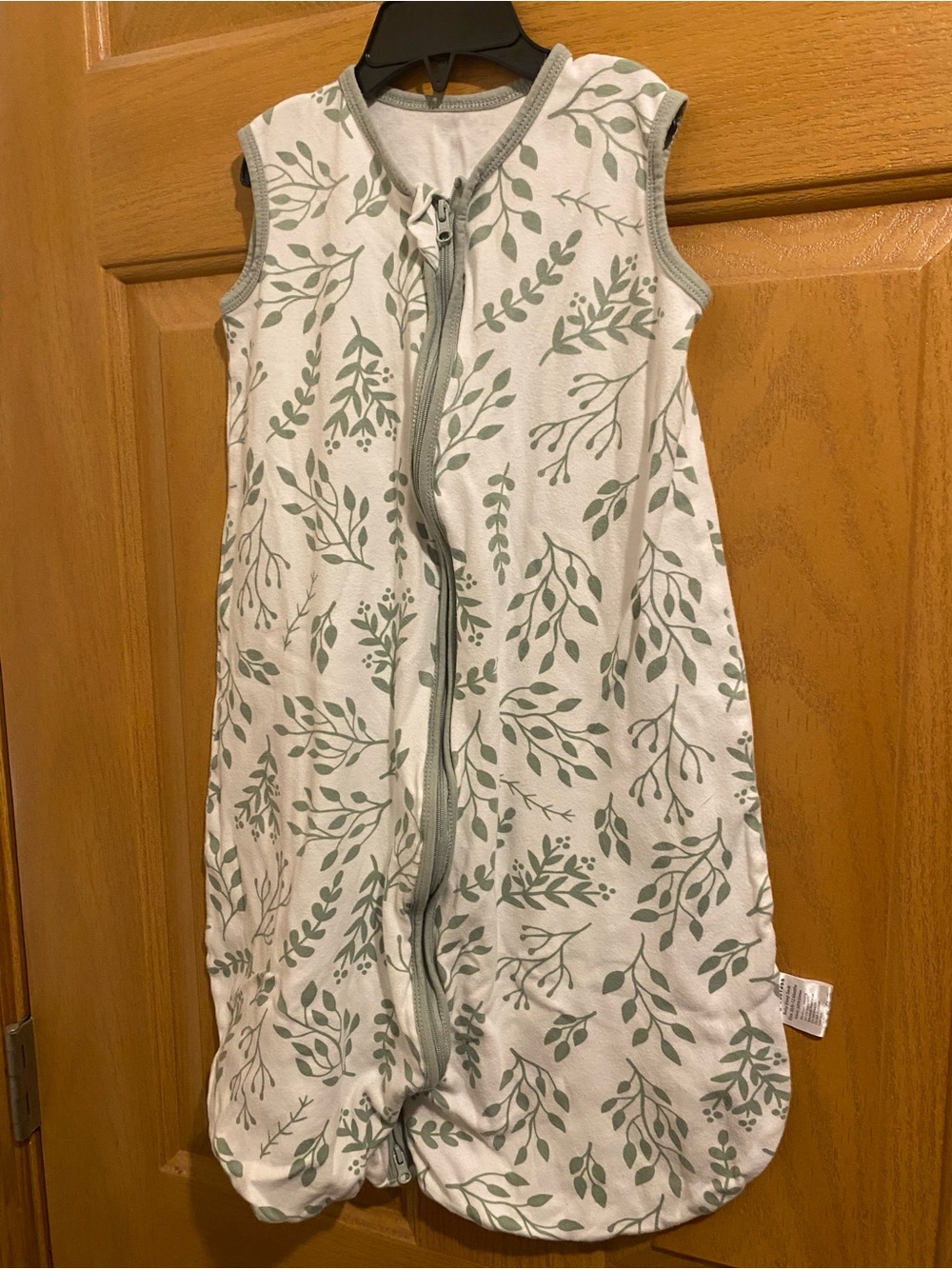 Sleeveless Baby Sleep Sack with Green Leaf Print